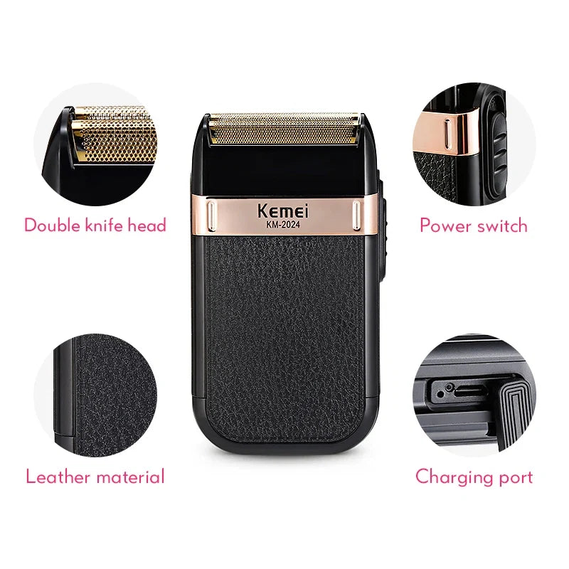 Kemei Twin Blade Waterproof Reciprocating Cordless Razor USB Rechargeable Shaving Machine Electric Shaver for Men Barber Trimmer