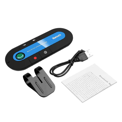 Bluetooth 4.1 Hands-Free Car Speakerphone Sun Visor Clip – Wireless Stereo Speaker with Mic, 10m Range