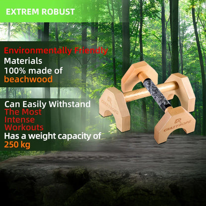 Pair Wooden Push-Up Bars – Portable Pushup Stands for Strength Training & Handstand Practice