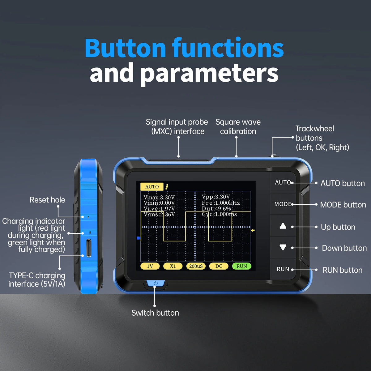 FNIRSI DSO152, DSO153 and DSO510 Handheld Digital Oscilloscope - Portable Mini Oscilloscope for Electronics Repair and Testing