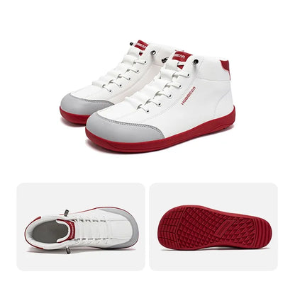 Mid-Top Barefoot Ankle Boots Wide-Toe Zero-Drop Non-Slip Artificial Leather Shoes