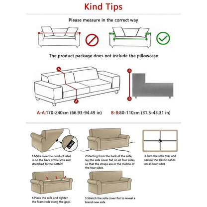European Jacquard Sofa Slipcover with Skirt – Non-Slip, Embossed, Machine Washable (Single to 4-Seater)