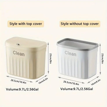 12L Kitchen Trash Can Wall Mounted Hanging Trash Bin with Lid Garbage Can for Cabinet Under Sink Waste Garbage Compost Bin Trash