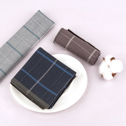 Men's Check Pocket Handkerchiefs 3-Pack Thin Cotton Pocket Squares 16.9 in (43 cm)