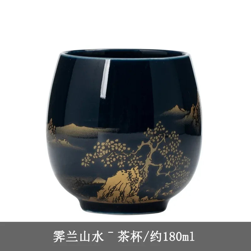 Ceramic Teacup, Jilan, Japanese-style Simple Master Cup, Large Black Glaze, Household Kung Fu Tea Set, Single Cup, Tea Cup