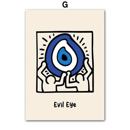 Classic Abstract Wall Art Blue Evil Eye Picasso Bauhaus HD Canvas Print Poster Home Living Room Bedroom Decorative Painting