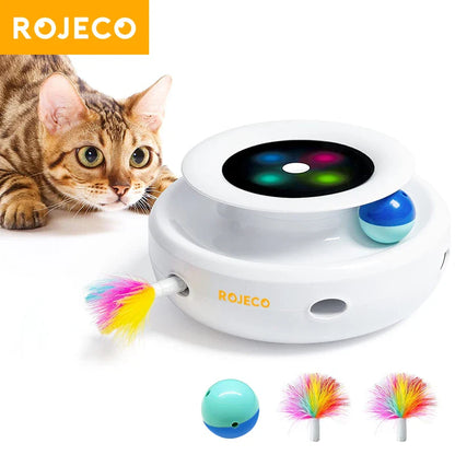2-in-1 Automatic Feather & Ball Interactive Pet Toy for Cats and Dogs — Electronic 5-Mode Cat Teaser