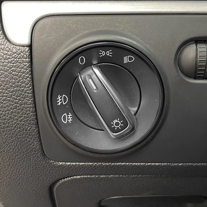 Metal Headlight Switch Trim Ring - Car Interior Switch Cover for Golf Passat Polo