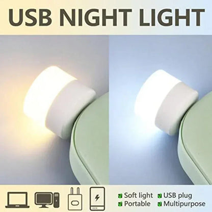 Mini USB Night Light 3-5 Pack Warm & White LED Reading Light USB Plug-In Portable Eye Protection Lamp