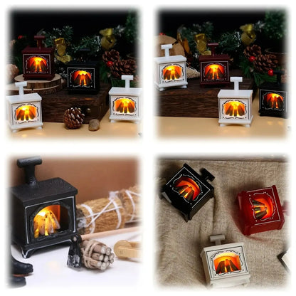 LED Dollhouse Mini Fireplace Glowing Stove Model House Furniture Kitchen Life Scene Decoration Toys Bedroom Bedside Night Light