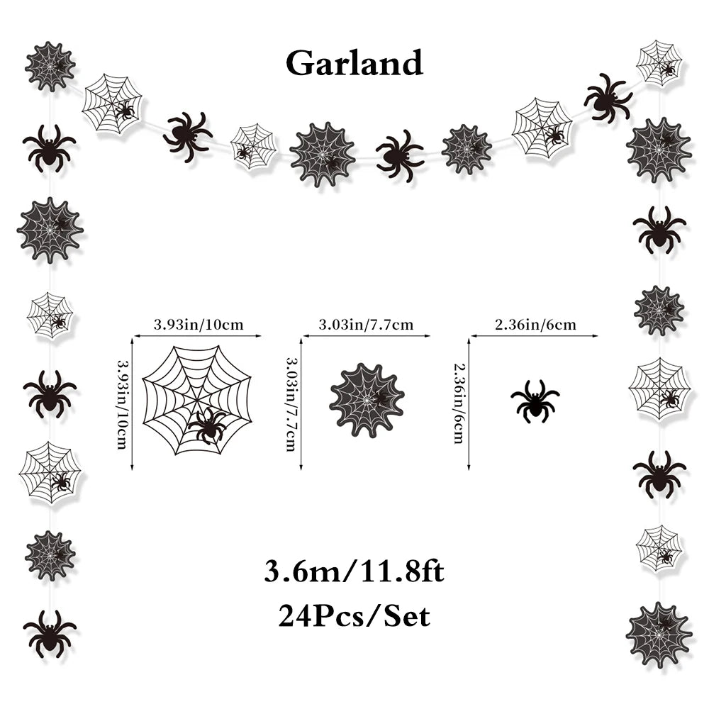 Halloween Party Decoration Set, Banner, Garland, Spider Web and More
