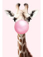 Cute Pink Panda Giraffe Bunny Cheetah Zebra Blowing Bubble Gum Poster Nursery Canvas Painting for Kids Room Animal Print Decor