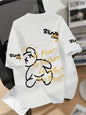 Men's Breathable Round Neck Summer T-Shirt with Cartoon Bear Print – Lightweight Moisture-Wicking Casual Tee