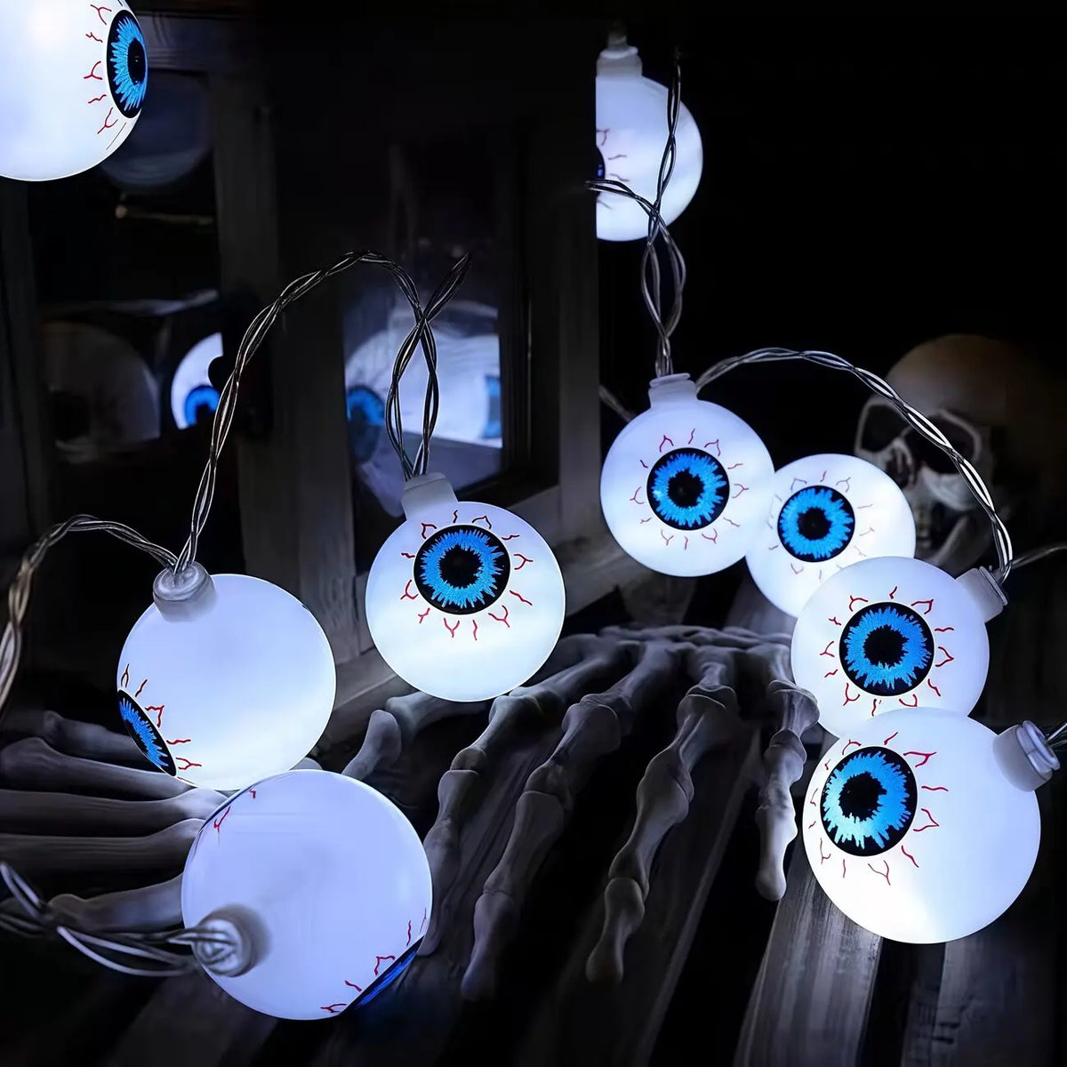 Halloween Eyeball LED String Lights, Battery Operated