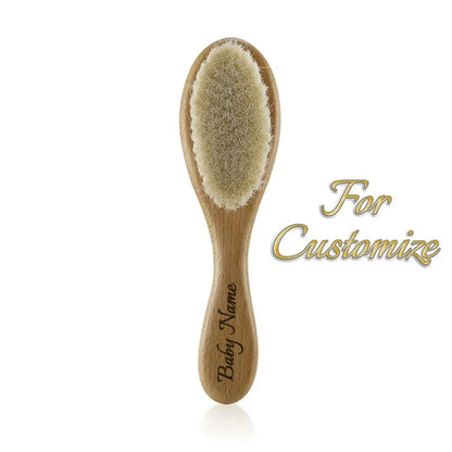 Personalized Wooden Baby Brush – Custom Name Wool Comb for Kids