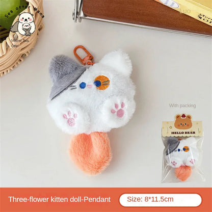 Plush Cat Keychain - Cute Kitten Bag Charm for Backpacks, Purses & Car Mirror