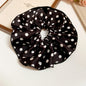 1/3PCS Polka Dot Satin Scrunchies – Large Ruffled Hair Bands for Women, Black & White Elegant Hair Ties