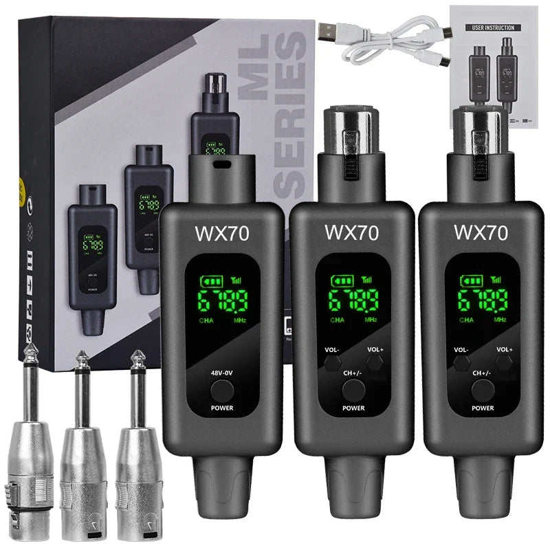 Professional UHF Wireless Microphone Converter Wireless System XLR Transmitter and Receiver Support 0V 48V Mics