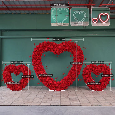 Heart Shaped Artificial Flowers Wreath Proposal Wedding Decoration High-end Silk Red Rose Heart Sztuczne Kwiaty Decor FL2580
