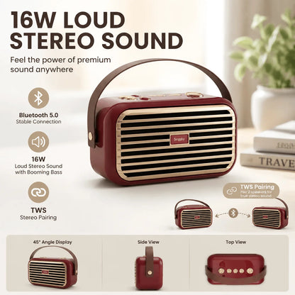 STONEGO Portable Bluetooth Speaker, 16W Stereo, TWS