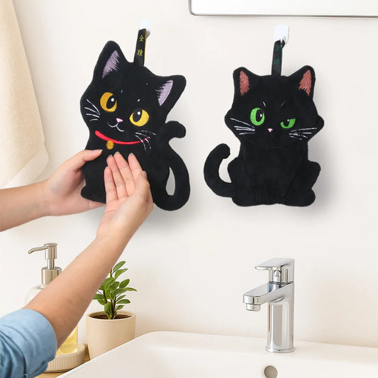 2-Pack Black Cat Hand Towels – Cute Halloween Kitchen & Hand Towels, Super Absorbent