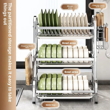 stainless steel Dish Dryer Rack,Compact Kitchen Dish Rack,Screeper Set,Large Rust Proof Dish Screeper With Utensils Holder