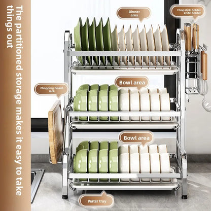 stainless steel Dish Dryer Rack,Compact Kitchen Dish Rack,Screeper Set,Large Rust Proof Dish Screeper With Utensils Holder