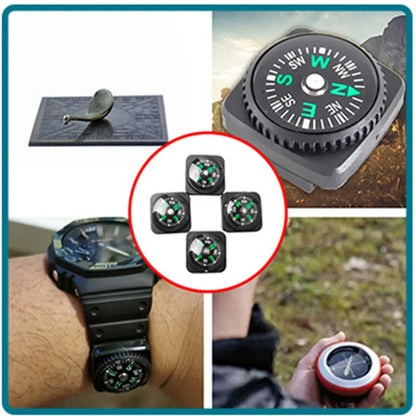 4-Pack Mini Belt Buckle Compass - Portable Button Compass for Paracord Bracelets, Watch Bands & Survival Kits
