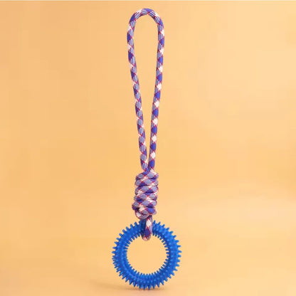 Interactive Spiked Dog Ring Toy - Rubber Chew for Teeth Cleaning & Training