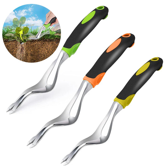 Aluminum Hand Weeder Tool 11.9 in (30.2 cm) Garden Weed Puller & Digger with Ergonomic Handle for Weed Removal and Transplanting