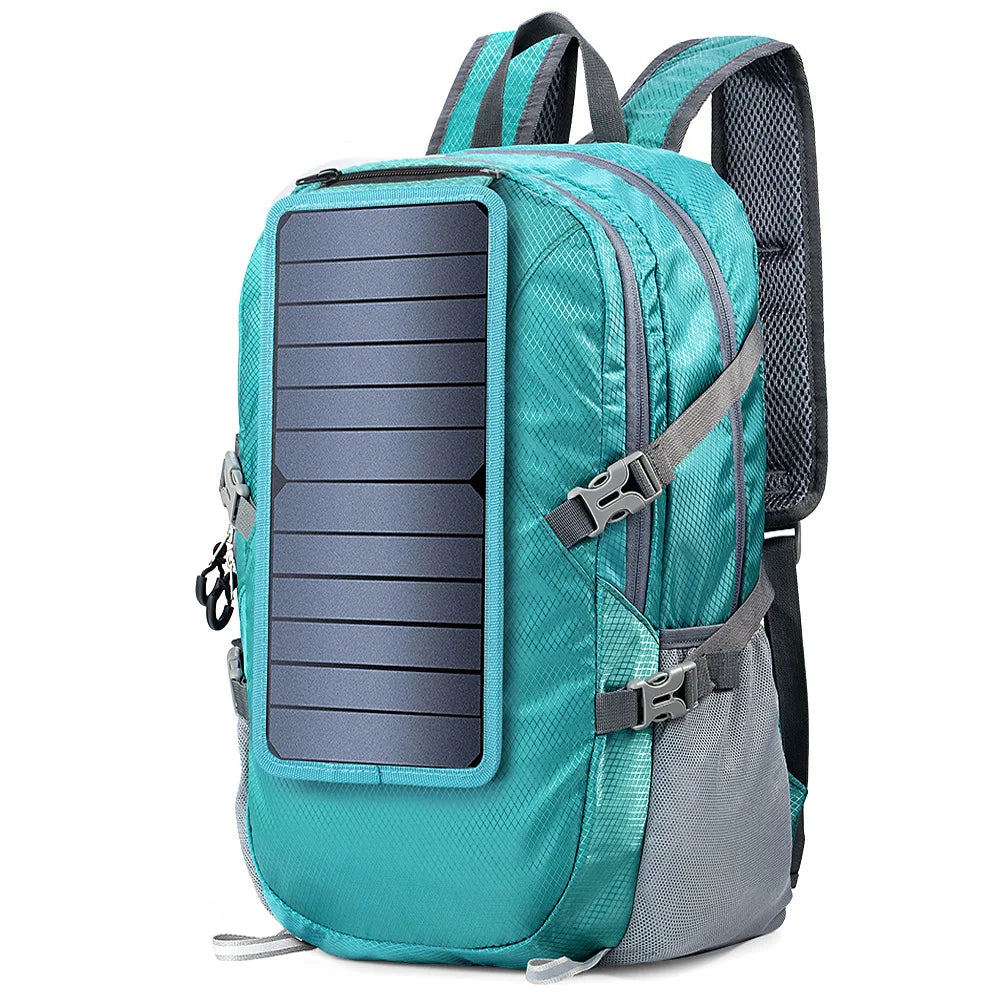 Multi-Function 7W Solar Panel Backpack with Type-C/USB Ports for Emergency Charging
