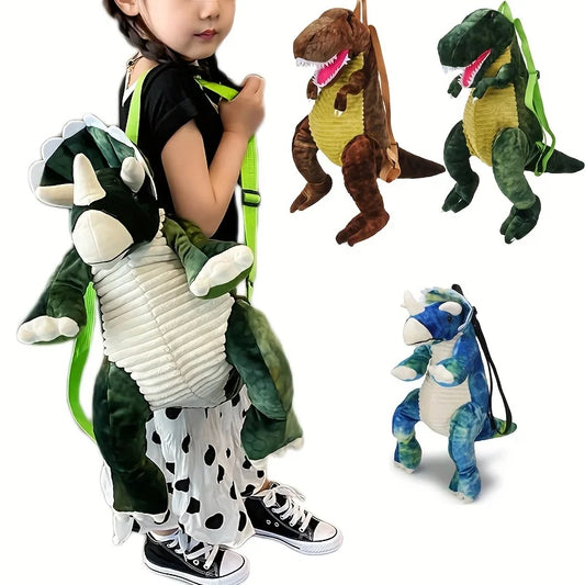 Plush T-Rex Dinosaur Backpack with Adjustable Straps, Kids School Bag for Boys and Girls