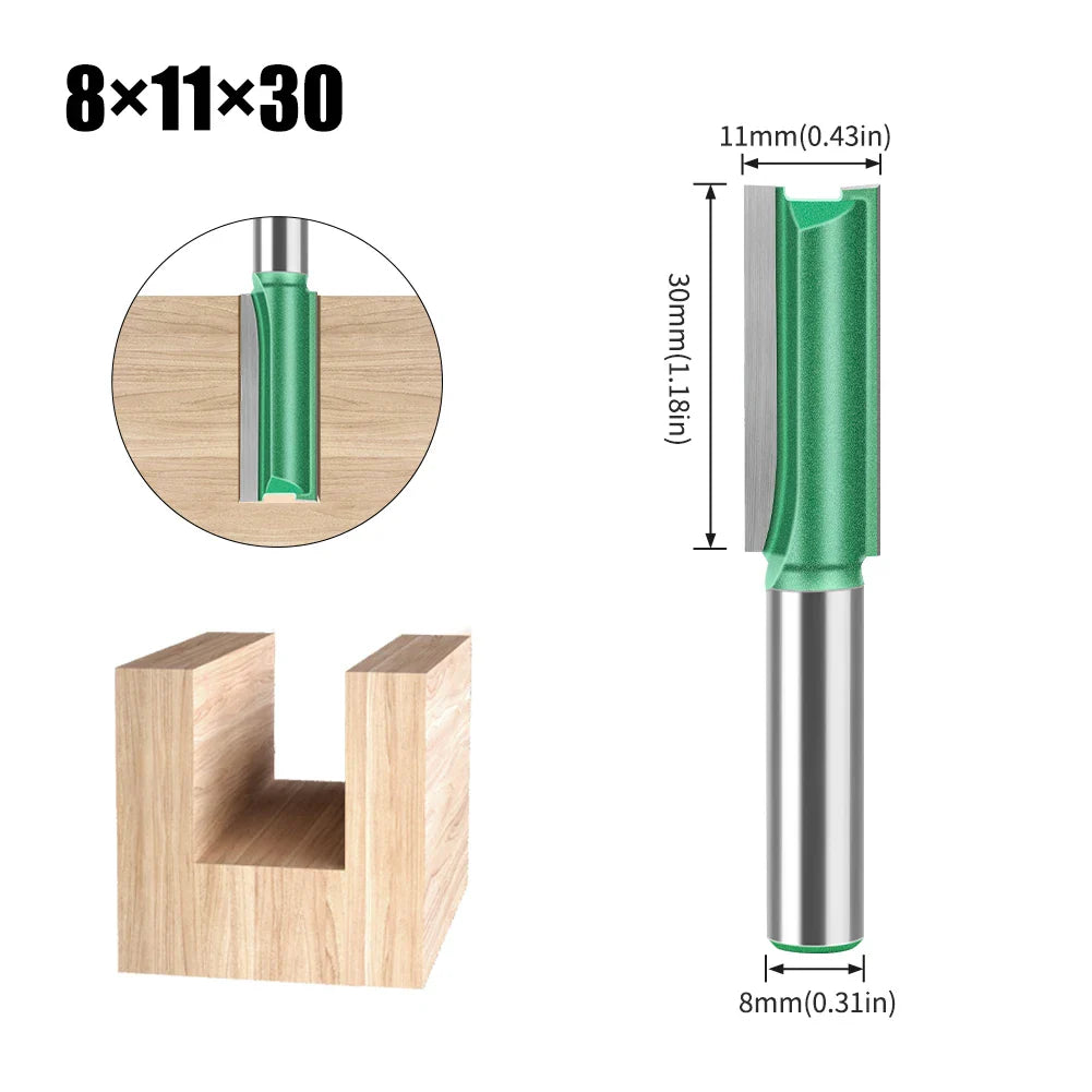 Tungsten Carbide Router Bit 3-20mm (0.12-0.79 in) Diameter, 8mm (0.315 in) Shank, Single/Double Flute Straight Bit for Woodworking
