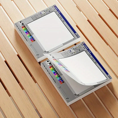 Vintage Computer Theme Memo Pad - 50 Adhesive Sticky Notes, Retro Stationery for Artists, Students & Office