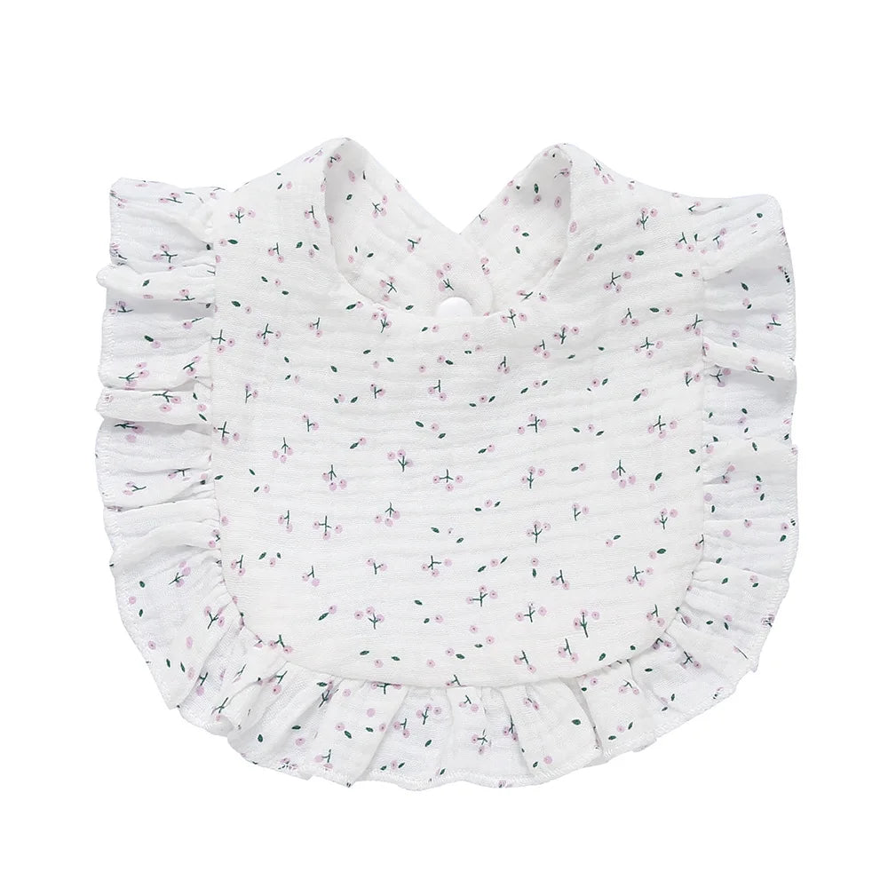Muslin Cotton Baby Bibs & Burp Cloths - Ruffle Bandana Drool Bibs for Newborns