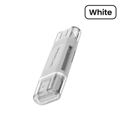 4-in-1 USB Type-C Card Reader - SD/TF (microSD) & Memory Stick, USB 2.0 External Adapter (Black)