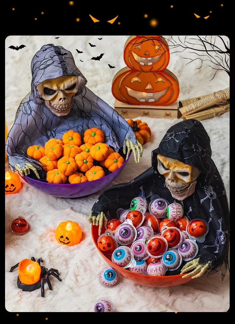 Halloween Pumpkin Candy Plate Decoration, Red or Purple