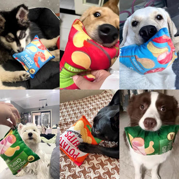 Plush Crisps Squeaky Dog Toy - Bite-Resistant Crunch Sound for Small & Medium Dogs