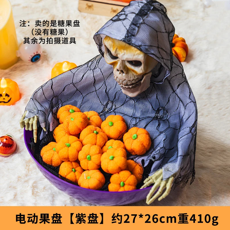 Halloween Pumpkin Candy Plate Decoration, Red or Purple