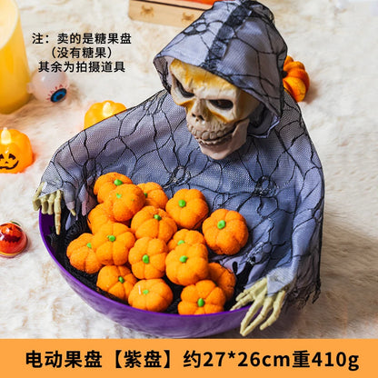Halloween Pumpkin Candy Plate Decoration, Red or Purple