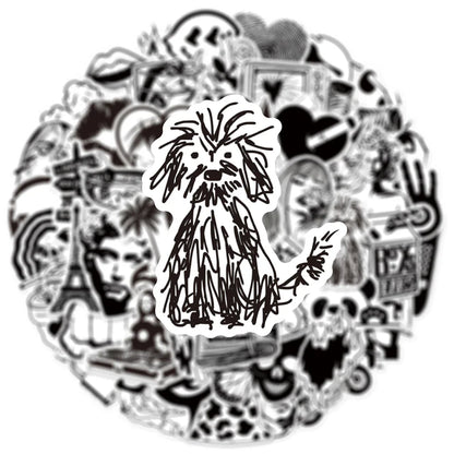 10/30/50pcs Cool Black and White Art Styling Graffiti Stickers Laptop Skateboard Motorcycle Phone Luggage Decoration Sticker Toy