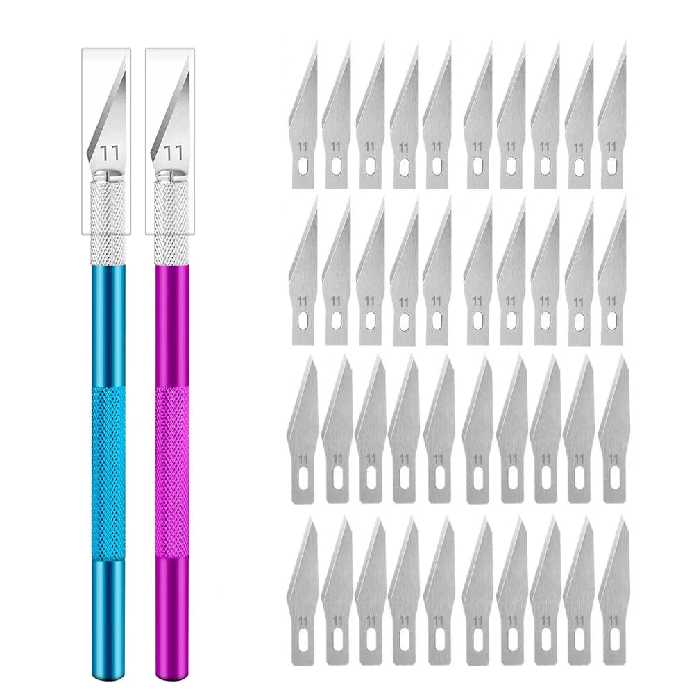 Non-Slip Metal Engraving Craft Knife Kit with #11 Blades — Precision PCB & Mobile Phone Repair Tool (10 or 40 pcs)
