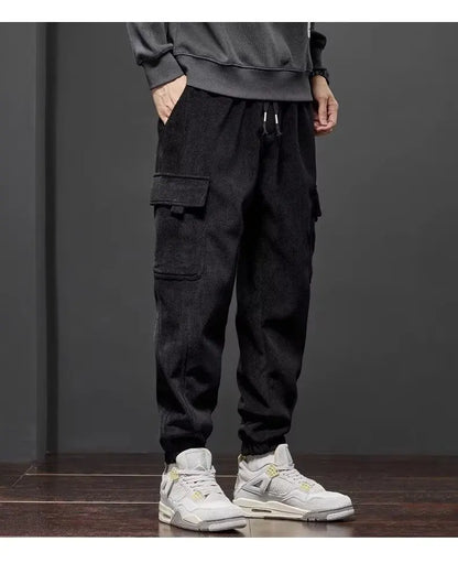Men's Elastic Waist Drawstring Jogger Pants Stretch Straight Harem Cargo Ankle-Length