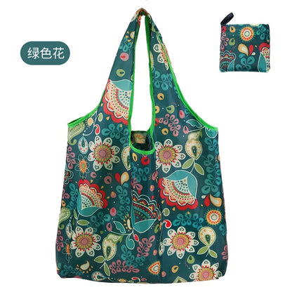 Foldable Reusable Grocery Tote Bag, Lemon Print Eco-Friendly Travel & Beach Pouch