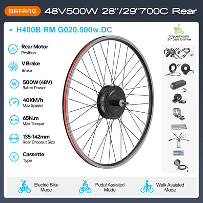 BAFANG Rear Hub Motor Conversion Kit, 500–1000W Options