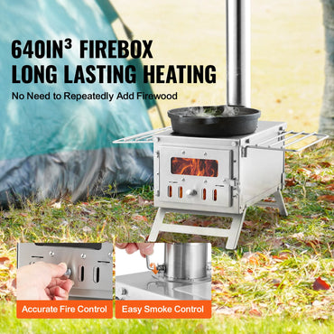 Portable Stainless Steel Camping Wood Stove with Chimney