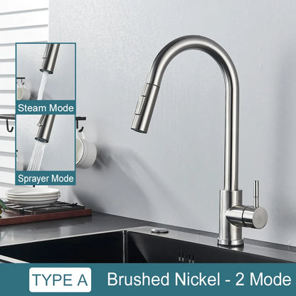 Black Pull-Out Kitchen Faucet Single-Handle Two-Function Deck-Mounted Mixer Hot and Cold