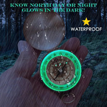 Copper Pocket Compass – Waterproof Glow-in-the-Dark Navigation Compass with Lanyard, 2 x 2 in (5 x 5 cm)