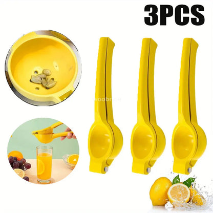 Aluminum Lemon Squeezer Manual Citrus Juicer Handheld Lemon Press – Portable Yellow