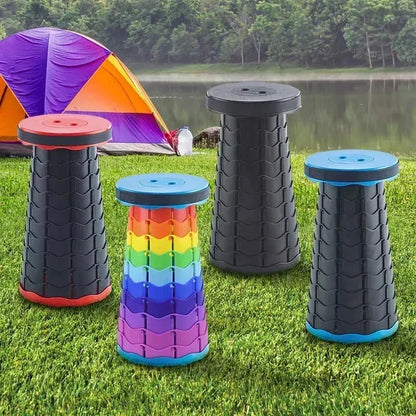 Portable Telescopic Folding Stool - Lightweight Adjustable Camping & Beach Seat